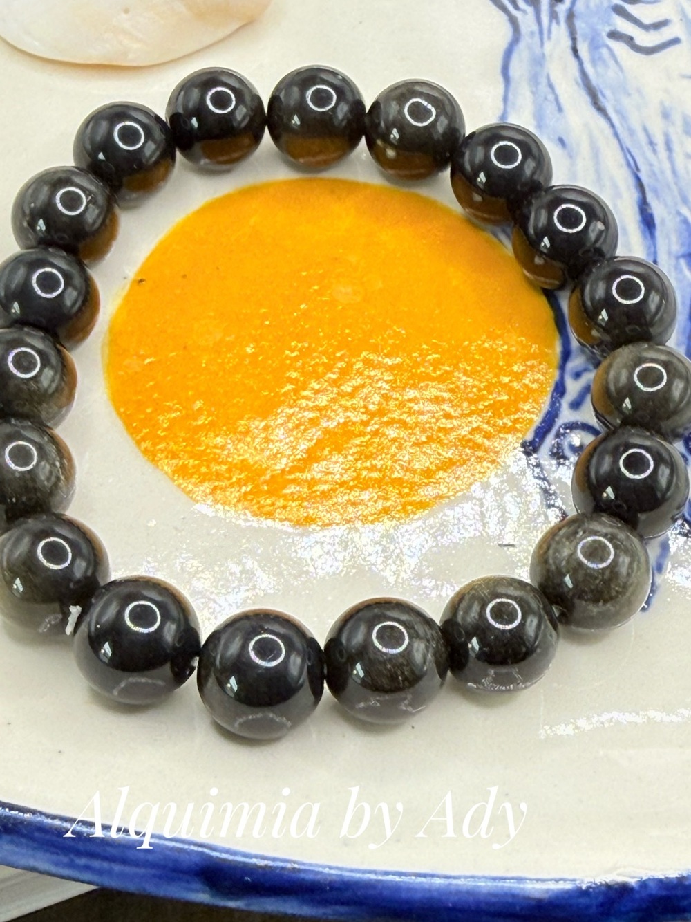 Rare 12mm Golden obsidian bubble Beaded Bracelet